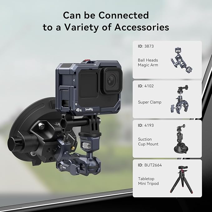 SMALLRIG Hero13 / Hero12 / Hero11 / Hero 10 / Hero 9 Black Cage for GoPro, Compatible with the Lens Filter Max Lens on Camera, with 2 Cold Shoe Mount for Microphone and Led Video Light - 3084C