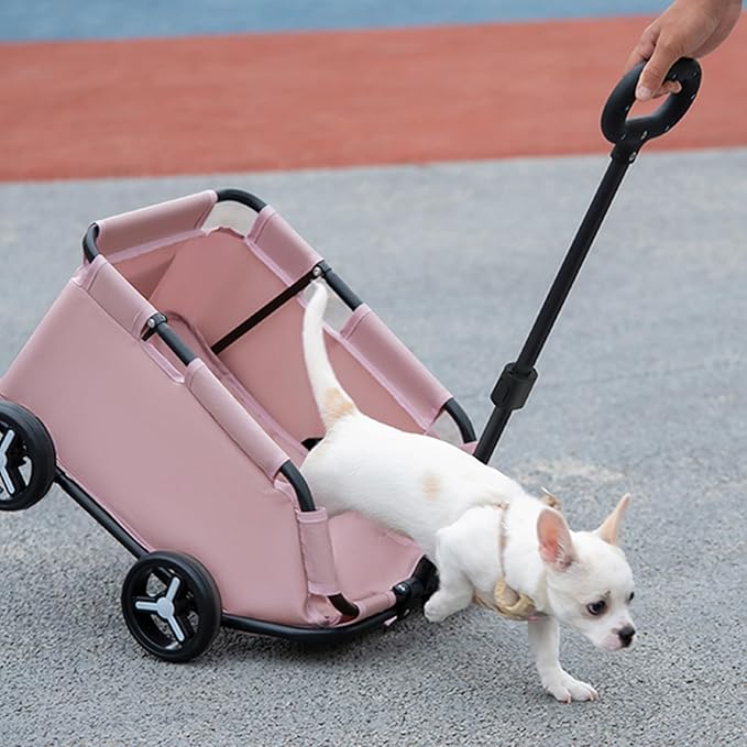 Dog Stroller 4 Wheels Folding Dog Cart Pet Stroller for Travelling Shopping Walking Playing for Small Dogs Cats (Grey)