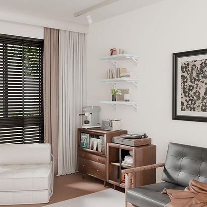 IAE Wall Mounted Folding Table with Pine Wood,24" x 14" Floating Wall Desk,Laundry Folding Table with Shelf Bracket,Fold Down Desk Shelf,Folding Workbench for Home,Dining, Laundry Room,Kitchen,White