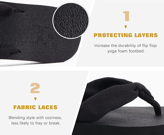 KuaiLu Flip Flops for Women with Arch Support Yoga Mat Comfortable Summer Beach Walking Thong Cushion Sandals Slip On Indoor Outdoor