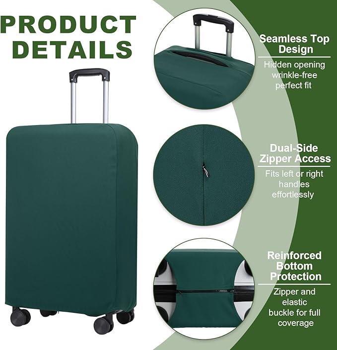 PATIKIL Luggage Cover, Suitcases Covers Elastic Carry on Cover Protector Washable Scratch-Resistant Fits 26-27 Inch Luggage for Travel Business Trips, Dark Green