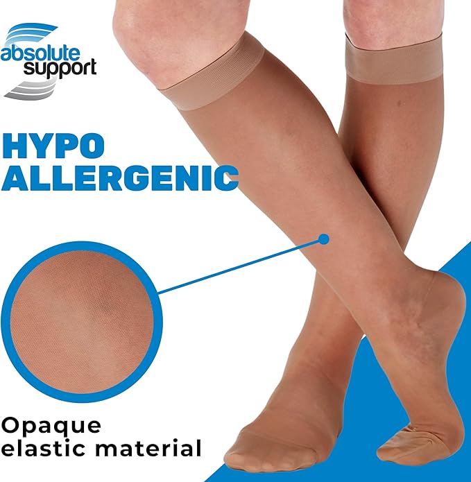 (3 Pairs - Closed Toe) Made in USA - Sheer Compression Stockings for Women 15-20mmHg - Womens Compression Socks for Circulation during Travel, Airplane, Sport, Athletic - Beige, X-Large - A101BE4-3