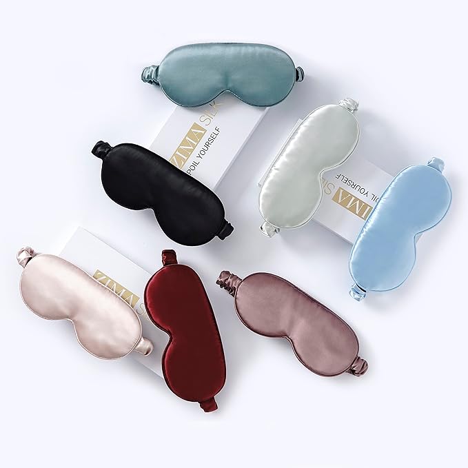 ZIMASILK Adjustable 22 Momme 100% Pure Mulberry Silk Sleep Mask, 3D Contoured Cup Eye Mask for Sleeping, Super Soft Breathable Blindfold, Perfectly Blocks Light for Sleeping. (Plum Wine)