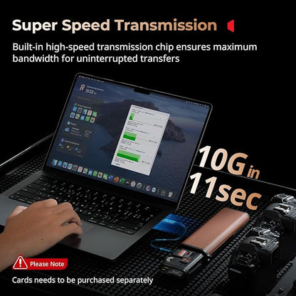 SmallRig Multifunctional Card Reader & Card Holder (CFexpress Type B), with Slot for AirTag, High-Speed Memory Card Reader for SD, SDXC, Micro SD, SDHC, 3 Card Read Simultaneously, 9 card slots - 4532