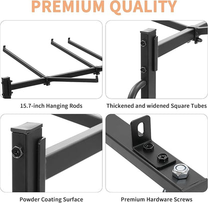 Folding Chair Rack with Wheels, Folding Chair Cart for 84 Chairs or 12 Tables,Heavy Duty Steel Holder, Rolling Storage Rack Dolly, Chair Storage Holder W/Elastic Cords,Dust Cover (Double Layer)