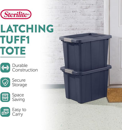 Sterilite 24-Pack Storage Bins with Lids, Heavy Duty Totes, Tuff1, 18 Gallon, Dark Indigo