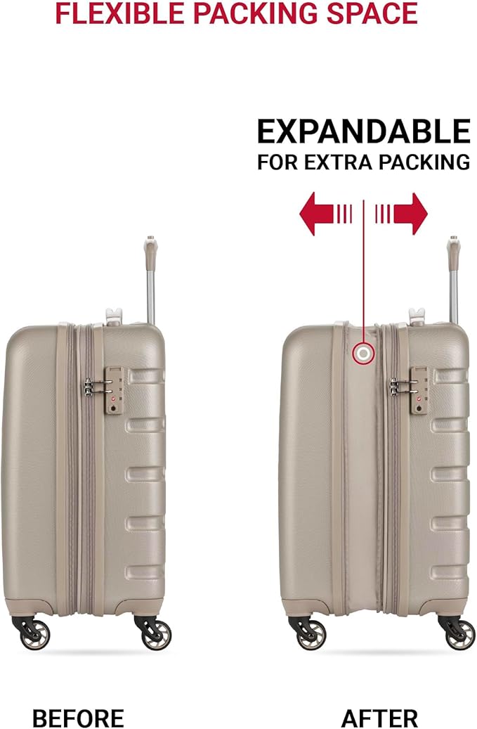 SwissGear 7366 Hardside Expandable Luggage with Spinner Wheels, Sand, 2-Piece Set (19/27)
