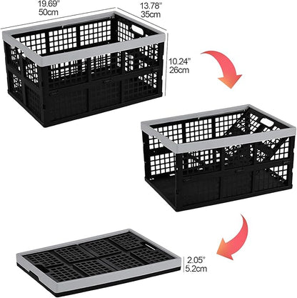 Gloreen 4-Pack 42 L Plastic Collapsible Storage Crate, Folding Storage Crates Baskets