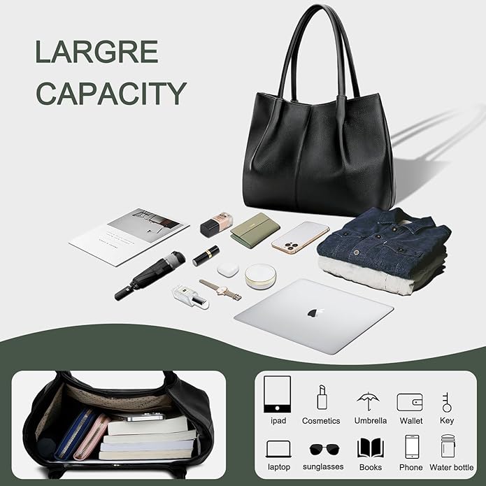 KKXIU Tote Bag for Women Vegan Leather Shoulder Purse Large Capacity Travel Bag