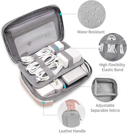 pack all Electronic Organizer, Cable Organizer Bag, Cord Travel Organizer for Cables, Chargers, Phones, USB cords, SD Cards (Gray)