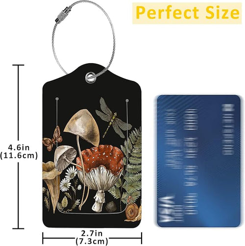 2 Pack Luggage Tag for Suitcase,Vintage Forest Plants PU Leather Suitcase Tags Identifiers with Privacy Name Address Labels and Durable Steel Loop for Women Men Travel