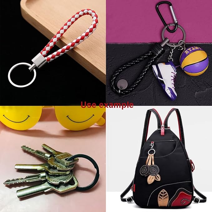 40 Pack Key Ring Keychain Mix 4 Sizes Black Metal Flat Split Key Chains Rings for Home Car Dog Tag Office Lanyards Keys Attachment