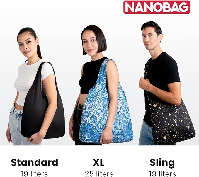 Nanobag Ultra-Lightweight Foldable Tote for Women & Men, Reusable Grocery & Travel Bag, Packable Collapsible Compact Market Essential (Standard Forest)
