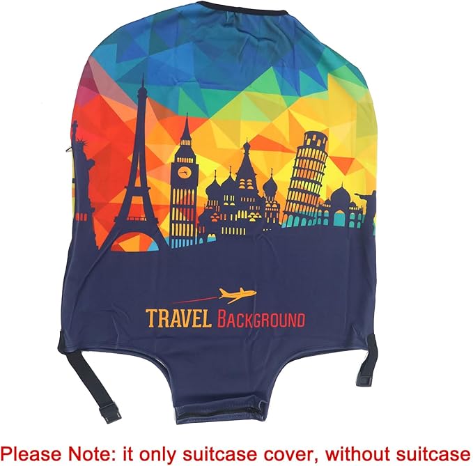 MosaiRudo Thicker Luggage Cover Elastic Suitcase Cover Protector Fits 18-32 Inch Suitcase Travel Accessories (Travel-4, XL)