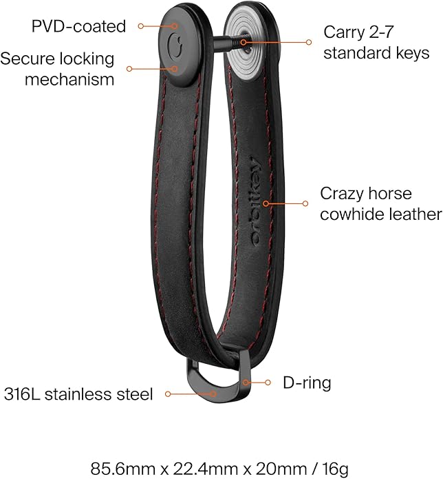 Orbitkey Crazy Horse Leather Key Organizer | Quiet Profile | Holds up to 7 Keys