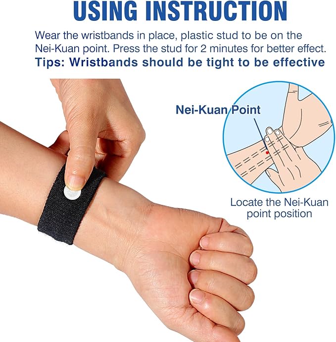 Motion Sickness Bands Anti Nausea Wristband for Adult and Kids Morning Sickness Relief for Pregnant Women Acupressure Nausea Relief for Car, Sea, Air Sickness - 2 Pairs Grey + 3 Pairs Black