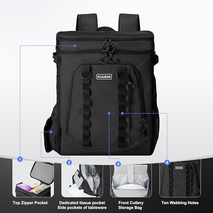 Beach Cooler Backpack for Men 36cans Insulated Backpack Cooler Lunch Bag for Women Camping Hiking Picnic Travel for 18 Hours Cooling 30L