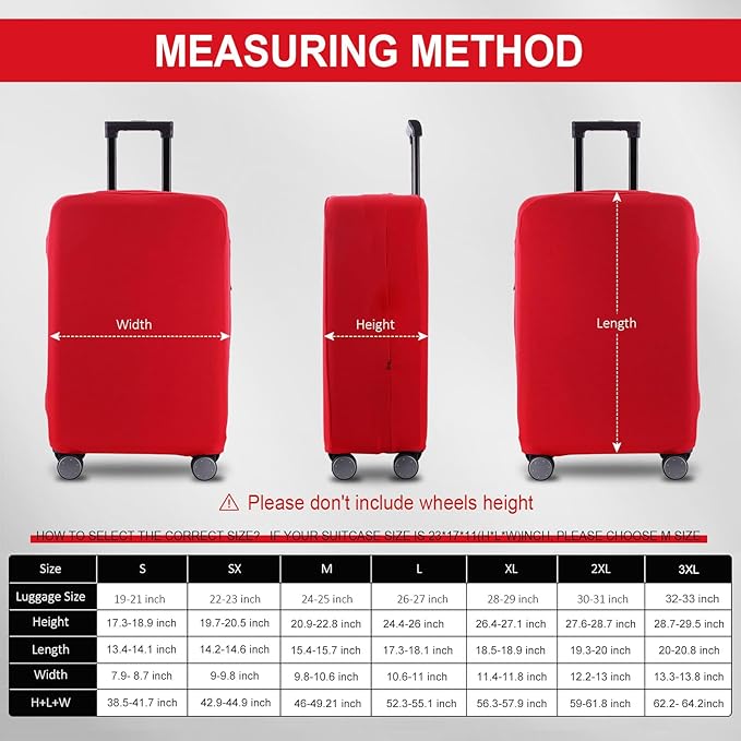 Travel Luggage Cover Suitcase Protector Scratch-Resistant Fit 19-31 Inch Suitcase, Not Included Suitcase (Red, S(19-21 inch))