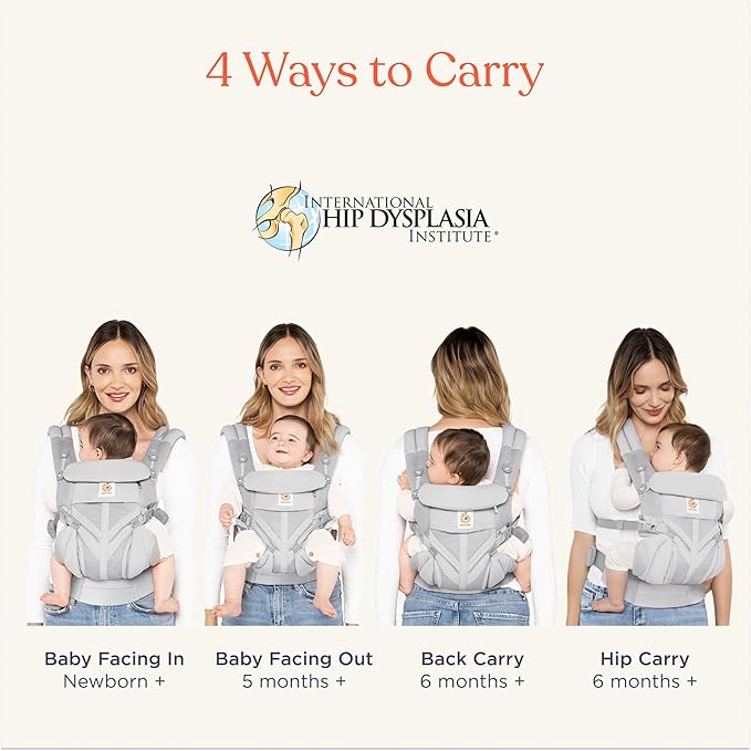 Ergobaby Omni Classic Baby Carrier Newborn to Toddler - Breathable Baby Carriers for Summer - All-Position Carrier with Lumbar Support (7-45 Pounds), Mesh, Charcoal Grey