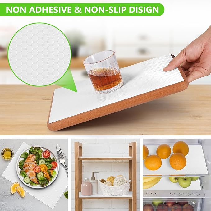 White Shelf Liners for Kitchen Cabinets Non Adhesive Drawer Liner for Bathroom Waterproof Refrigerator Liners for Shelves Fridge Plastic Mats Cabinet Cupboard Liner 23.6 x 236.2 Inches