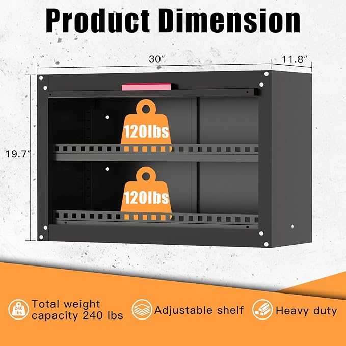 Garage Wall Cabinet,Up Flip Door Metal Wall Cabinet,Wall Mounted Metal Storage Cabinets with Doors and Adjustable Shelf for Garage,Utility Room and Basement