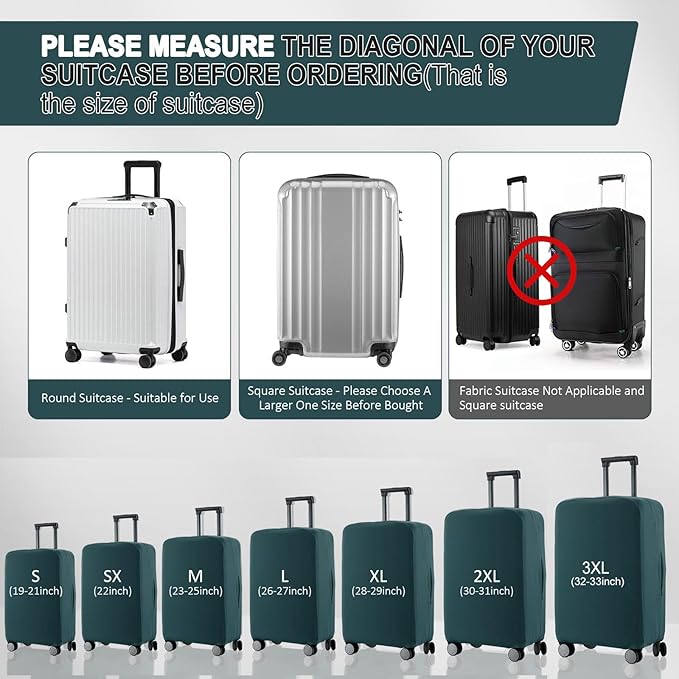 Travel Luggage Cover Suitcase Protector Scratch-Resistant Fit 19-31 Inch Suitcase, Not Included Suitcase (Avocado Green, 2XL(30-31 inch))