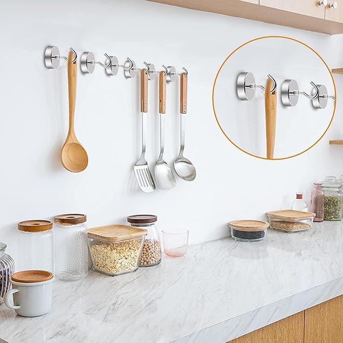 DIYMAG 6 Packs Magnetic Hooks,170 Lb Heavy Duty Neodymium Magnets for Refrigerator, Strong Cruise Ship Essentials Hook for Hanging, Magnetics Hanger for Grill