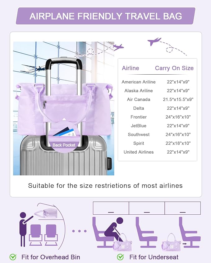 Daughter Niece Gifts for Teen Girl Kids, Initial Travel Duffel Bag Sports Gym Bag Personalized Gifts Weekender Bag，Monogram Overnight Bag Cute Dance Bag Birthday Bridesmaid Gifts for Women(Purple, H)
