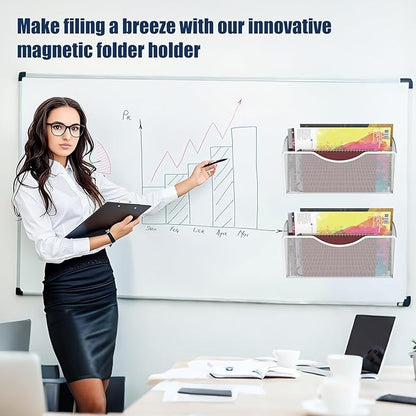 Magnetic File Holder 1 Pockets File Folder Organizer, Office Hanging Magazine Rack for File Cabinets, Magnetic Paper Holder, No Drilling Mail Organizer for Refrigerator, Office