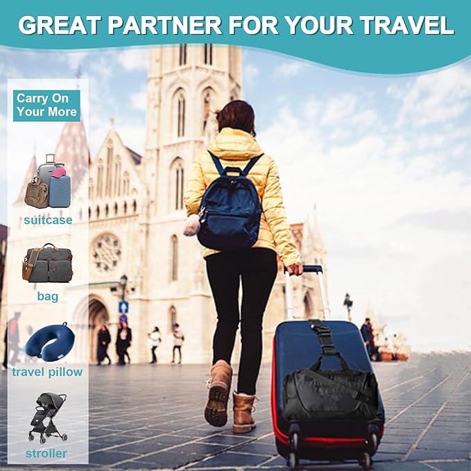 4Pack Add Bag Luggage Straps to Connect Two Suitcases, Adjustable Luggage Belt Connector for Carry On, Travel Attachment Accessories for Connect Your 3 Luggages, Multicolor