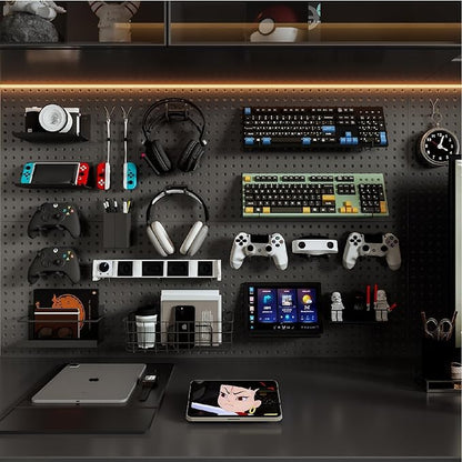 HUHOLE Pegboard Drill Holder, Peg Board Utility Hooks, 10 Pack Heavy Duty Peg Board Tool Holder for Power Tools, Drill, Hammer, Cord, Fit for 1/4" Pegboard