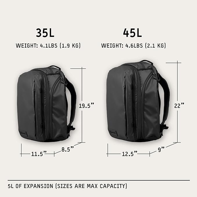WANDRD TRANSIT Travel Backpack (45L): Large Expandable Carry-On Adventure Bag – Weather-Resistant Travel Backpack with Laptop Sleeve, Dual Side Access & Hidden AirTag Pocket