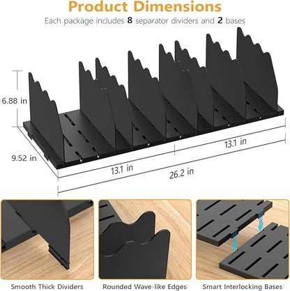 Ronlap Purse Storage Organizer for Closet, Black Closet Bag Storage Dividers Rack Shelf Purse Dividers for Closet Organization Handbag Separators Closet Purse Organizers and Storage, 2 Pack, Black