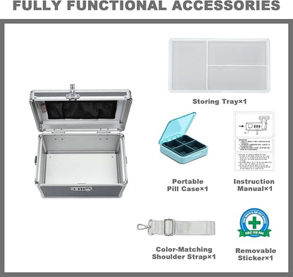 Storage Lock Box with Combination code, Lockable Medicine Storage Case, Empty First Aid Box, Security Lock Box, Multipurpose Lockbox for Home and Outdoor Use (Gray, Medium)
