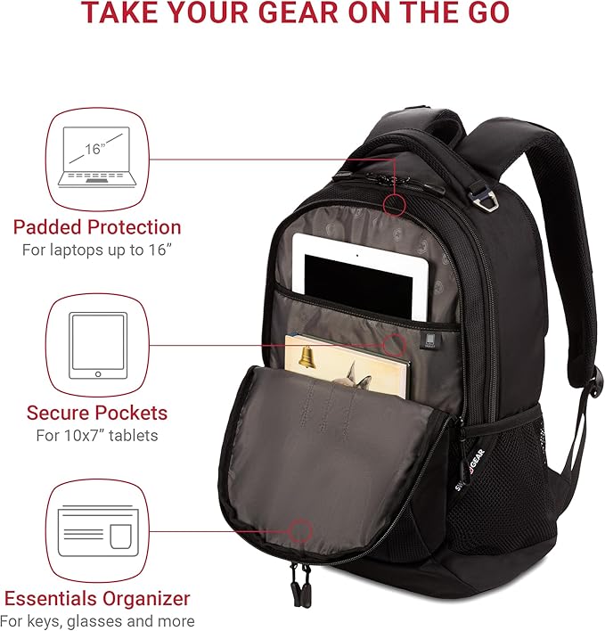 SwissGear Cecil 5505 Laptop Backpack, Black, 18-Inch