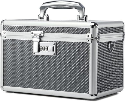 Storage Lock Box with Combination code, Lockable Medicine Storage Case, Empty First Aid Box, Security Lock Box, Multipurpose Lockbox for Home and Outdoor Use (Gray, Medium)