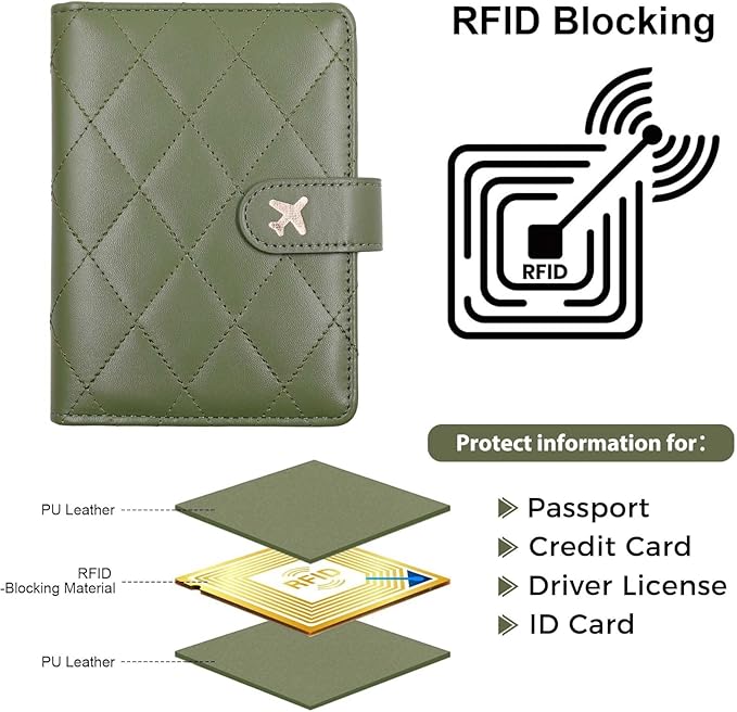 Melsbrinna Premium Leather Passport Holder Covers Case, Waterproof Rfid Blocking Travel Wallet Passport Holder with Pen Holder, Cute Passport Book for Women/Men