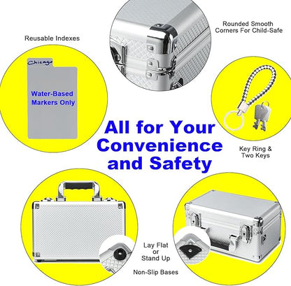 Multi color Card Storage Hard Case, Sports Card Collection Boxes,Trading Cards Cabinet, Carrying Cases Specially Adapted to Hold Sports Trading Cards, Toploader Box (Silver, Small)