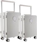 feilario Aluminum Frame Hardside PC Carry on Luggage - Wide Handle Double Spinner Wheels Suitcase Built-In TSA lock & Cup Holder - 20in/24in