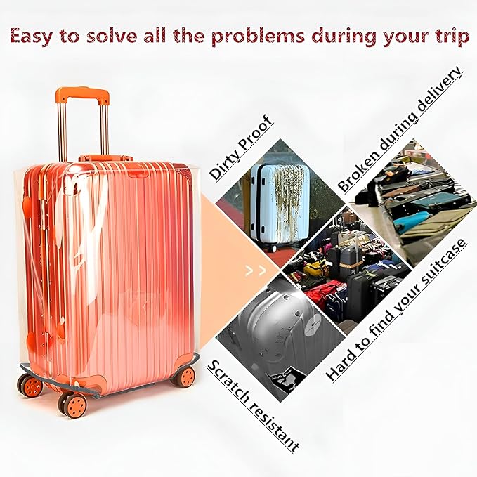 20 Inch Luggage Covers for Suitcase TSA Approved,Carry On Luggage Cover Protector Suitable 20-21 Inch Full Clear 3mm Thickness Protector PVC Clear Suitable for Long Travel Accessories