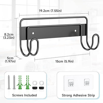 Ironing Board Hanger Wall Mount, Ironing Board Holder for T or Y Leg, Stainless Steel Iron Board Hanger, Laundry Room Wall Hook for Iron Board Holder (Black)
