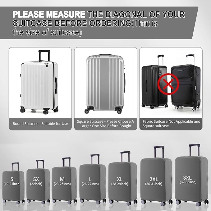Travel Luggage Cover Suitcase Protector Scratch-Resistant Fit 19-31 Inch Suitcase, Not Included Suitcase (Slate Gray, L(26-27 inch))