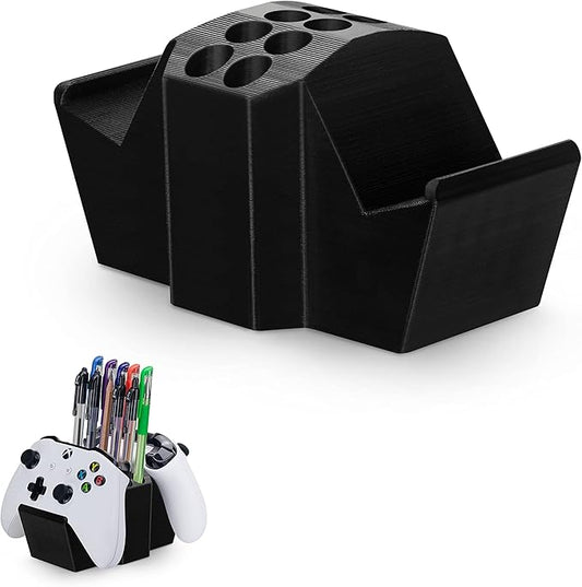 Game Controller Holder & Desktop Pen Organizer Stand With Ten Slots for Pens, Pencils, Stationery, Craft Tools & More - Universal Design for PS5 XBOX SERIES X ONE PS4 SWITCH PC Gamepads - D05 - Black