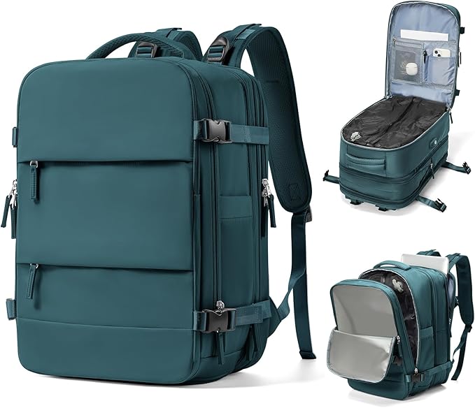 Vacuum Backpack With Vacuum Compression,Expanded Travel Laptop Backpacks For Women Men,Carry On Backpack Vacpack Backpacks With Pump Seal Packing, Personal Item Travel Bag Peacock Blue