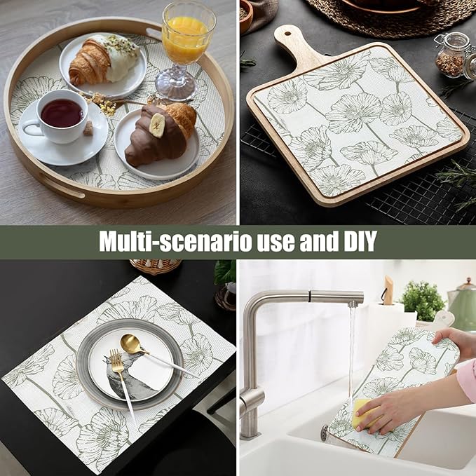 Shelf Liner for Kitchen Cabinets Non Adhesive Kitchen Drawer Liner,Non-Slip Lotus Cabinet Liner Shelf Paper,Pantry Shelf Liners for Cabinets Dresser Cupboard Liner Decorative 15.7In x 10FT