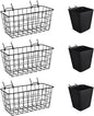 Pegboard Basket Organizers, Peg Board Large Baskets Hooks Bins Cups Tool Organizer 6 Pack Set, Wall Storage Display Hanging Accessories for Craft Office Stadio Shed Garage Organization (Black & Black)