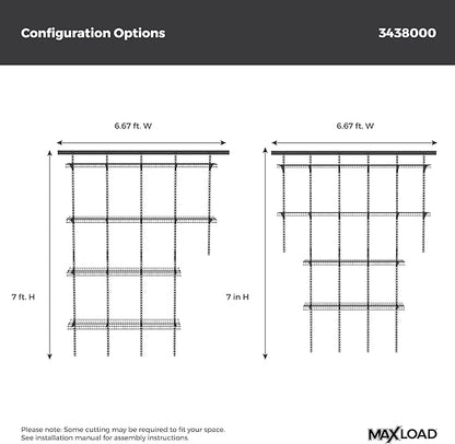 ClosetMaid MaxLoad Heavy Duty Wall Shelf Kit for Garage, 6 – 10 Ft., Adjustable ShelfTrack Wire Shelving, Black Finish