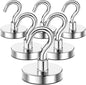 DIYMAG 6 Packs Magnetic Hooks,170 Lb Heavy Duty Neodymium Magnets for Refrigerator, Strong Cruise Ship Essentials Hook for Hanging, Magnetics Hanger for Grill