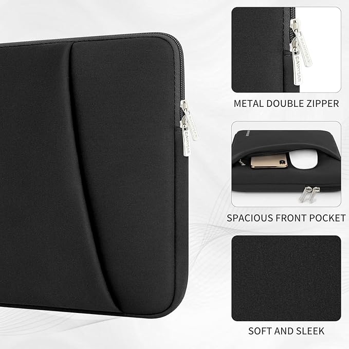RAINYEAR Laptop Sleeve Case with Front Pocket, 15 16 Inch Protective Portable Case with Front Pocket, Briefcase Laptop Bag Cover Compatible for MacBook Pro/Max M4 M3 M2 M1 2025 2024 2023 2022, Black