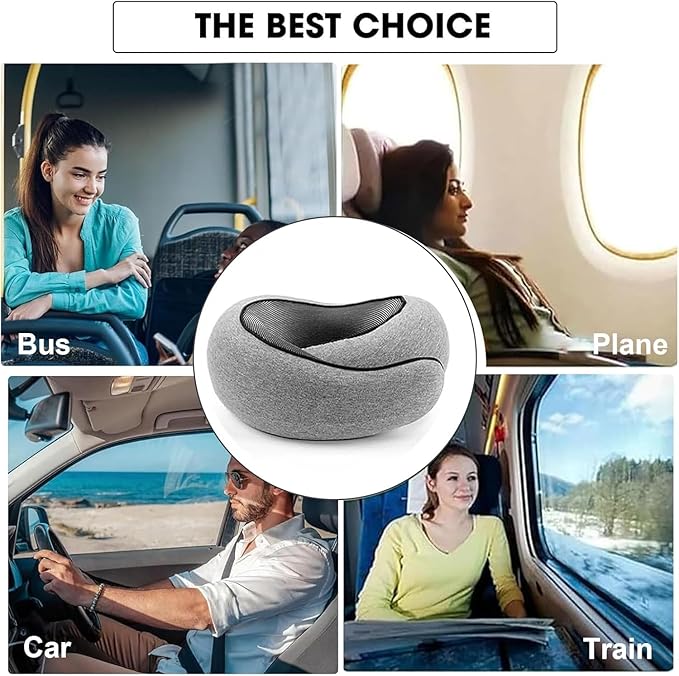 RURING Travel Pillows for Airplanes, Travel Neck Pillow Travel Pillow, Neck Pillow Airplane Memory Foam 360 Degree Support Stowable Pillows for Airplanes Offices and Cars (Pink)